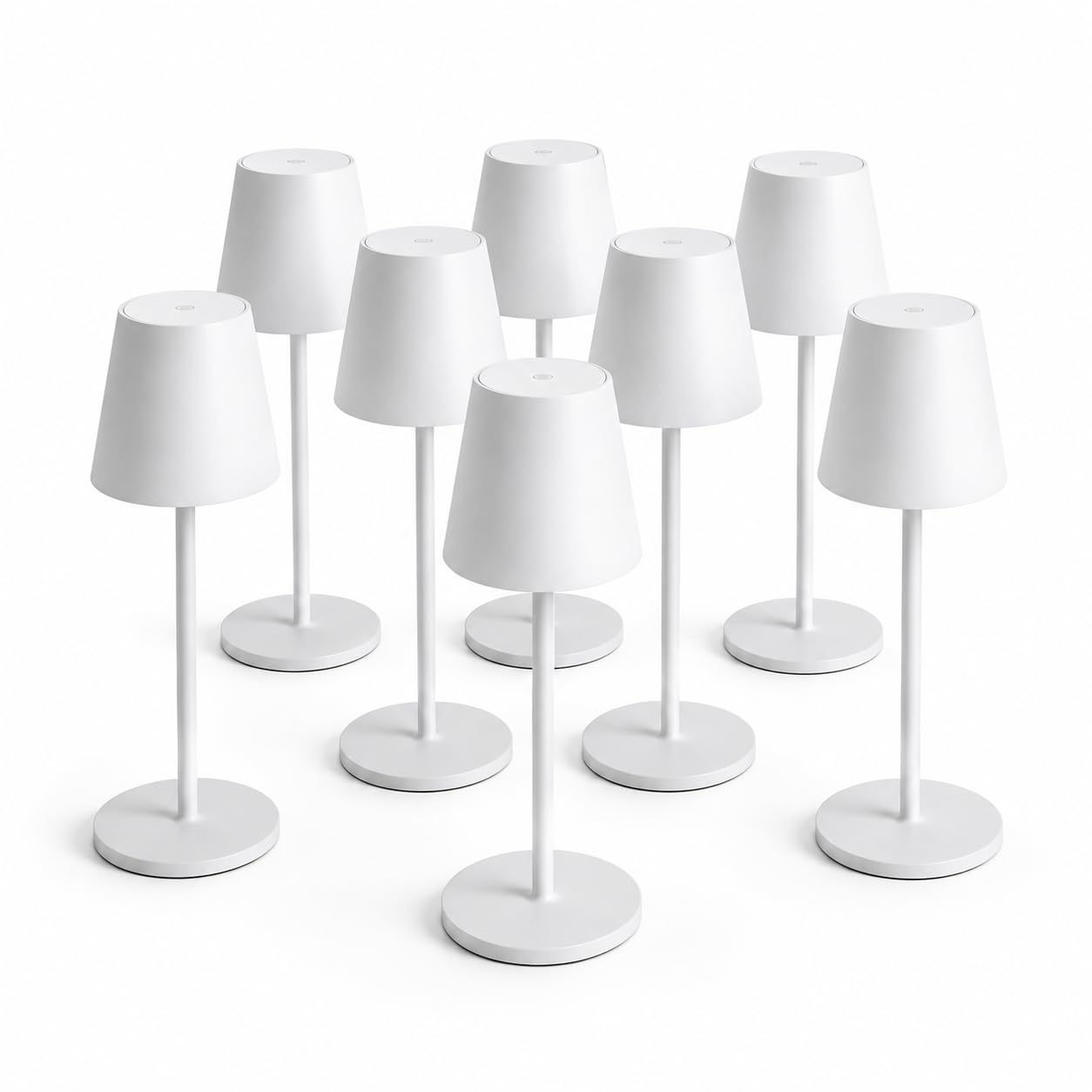 Set di 8 Lampada da Tavolo Bianco Touch Senza Fili Ricaricabili, LED Dimmerabili con 3 Tonalità di Luce 3000-6500K, Impermeabili IP54, Ideali per Interni ed Esterni