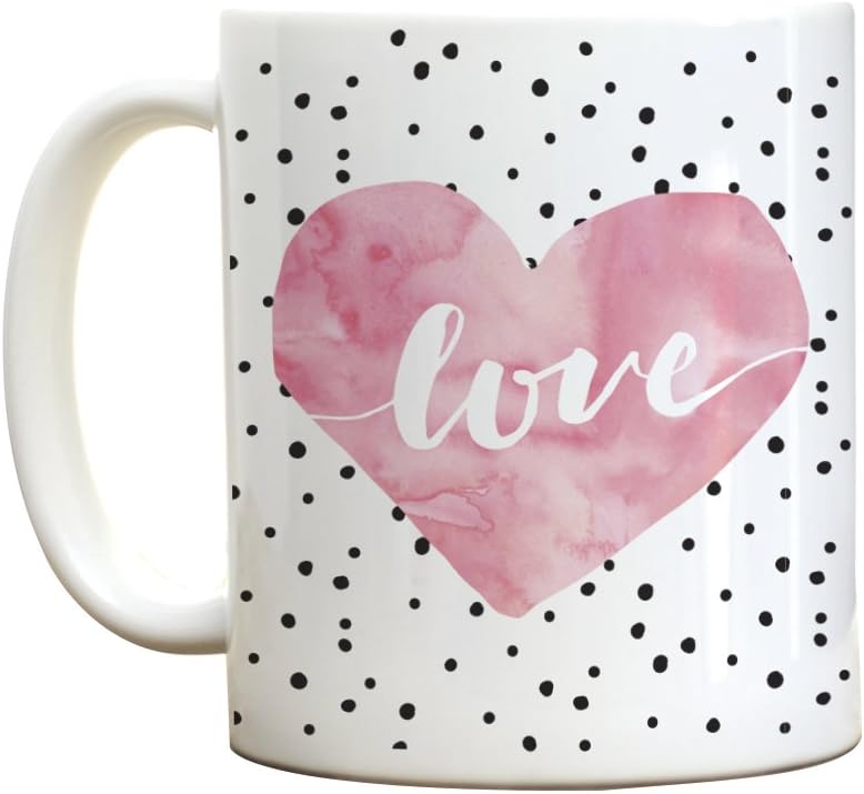 Valentines Day Pink Heart Coffee Love Coffee Mug, 11 oz