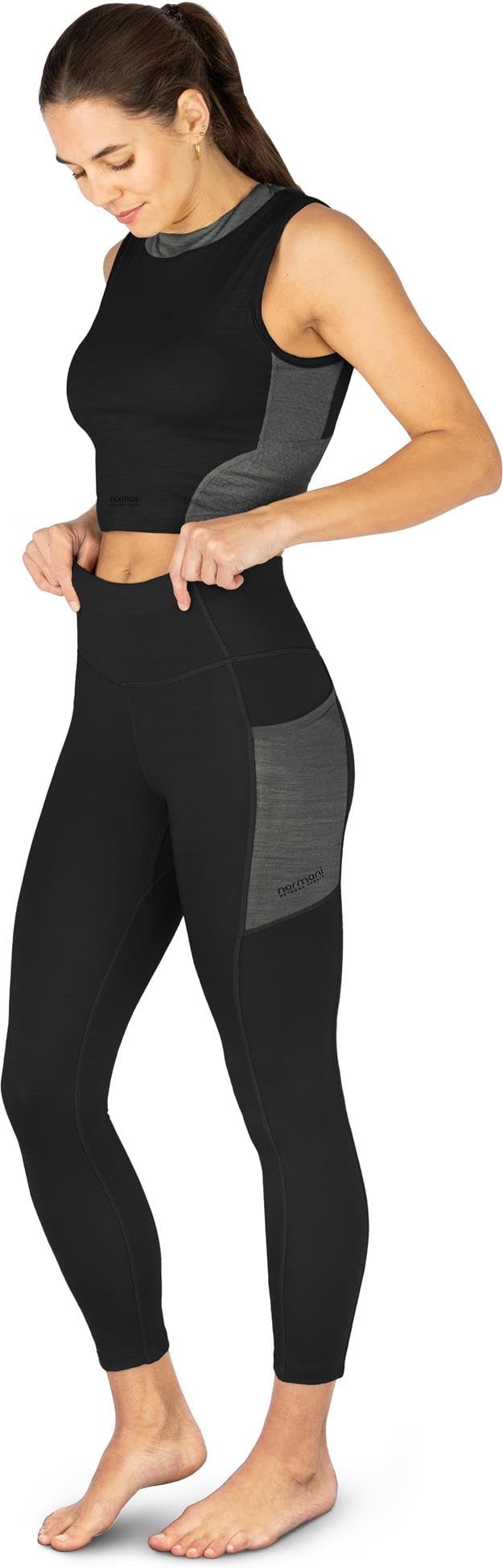 normani Damen Merino Tanktop Crop Top Ärmelloses Trägertop Sport Unterhemd aus 100% Bio-Merinowolle - Atmungsaktives Sportunterteil