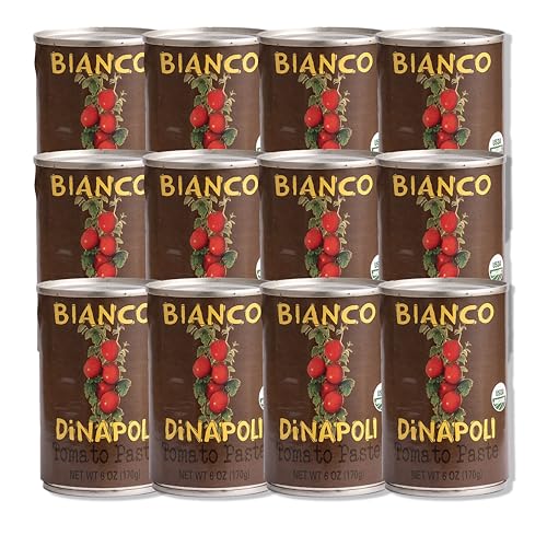 Bianco DiNapoli Organic Tomato Paste, 6 Oz (Pack of 12), Vine Ripened California Grown Tomatoes, Canned Tomato Paste for Soups, Sauces, Pasta and More