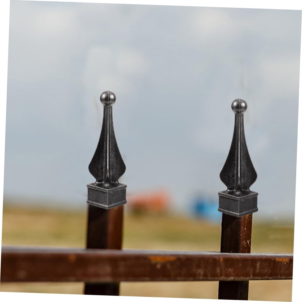 4pcs Decorative Cast Iron Fence Finials Elegant European Design Fence Post Caps for Gardens Patios and Courtyards Privacy Enhancing Accessories Black