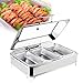 Produktbild JTYDFG 9L Chafing Dish Speisenwärmer, Rechteckige Edelstahl Warmhaltebehälter mit Hartglas Deckel, Warmhaltegerät für Speisen für Catering, Buffet und Party, Einstellbare Temperatur