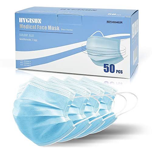HYGISUN 3-lagige Typ IIR Maske 50iger Packung, mit Ohrschlaufen, Blau Cover