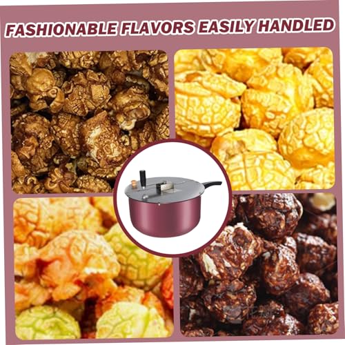 Stovetop Popcorn Maker,Popcorn Maker Manual Stirring Popcorn Maker Machine, Non-Stick Stainless Steel Stovetop Popcorn Maker, Popcorn Pot with Heat Insulation Rubber Handle and Lid - Image 4
