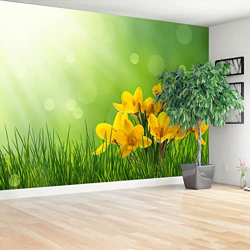 Crocus verts papier peint moderne Tulup pour créer une ambiance nature dans votre salon - 3