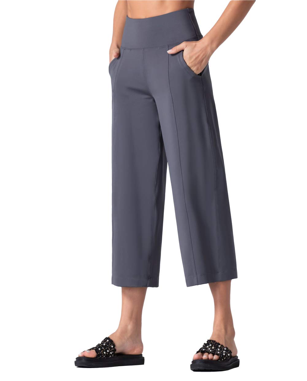THE GYM PEOPLE Womens' Yoga Pants with Pockets and Tummy Control High Waist in Flare Crop