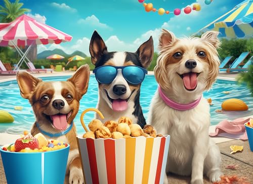 Rompecabezas para niños de 6 a 10 años: 200 piezas con tema de perros en parque de diversiones, juguete educativo y regalo ideal