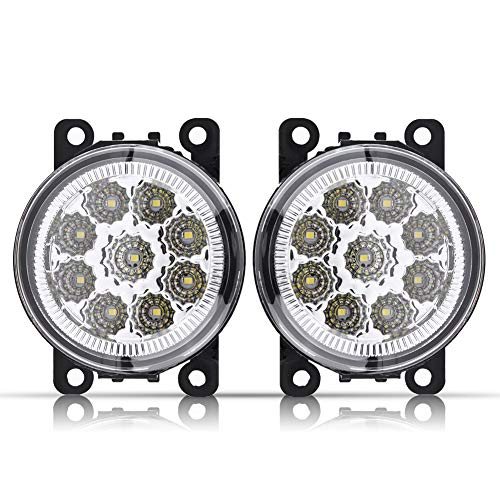 9 okrągłych lamp przeciwmgielnych LED DRL do Focus 2012-2014 - światła do jazdy dziennej z pierścieniami Halo, łatwa instalacja