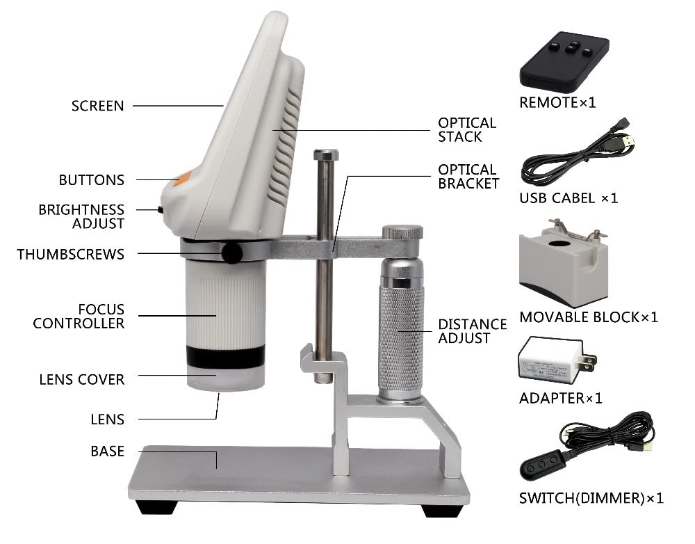 Akcesoria do mikroskopu USB HD ekran mikroskop wideo LED podświetlany 600-krotne elektroniczne cyfrowe szkło powiększające ruchome obserwuj trwałość sceny i niezawodną wydajność