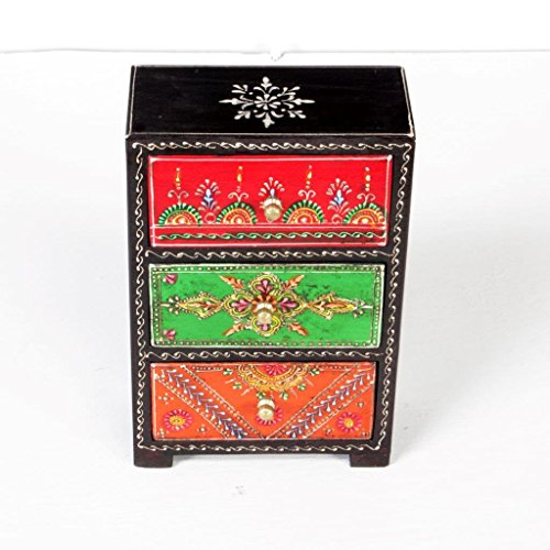 Image of Traditional Handpainted 3 Drawer Chest. 6x3x6 Inch