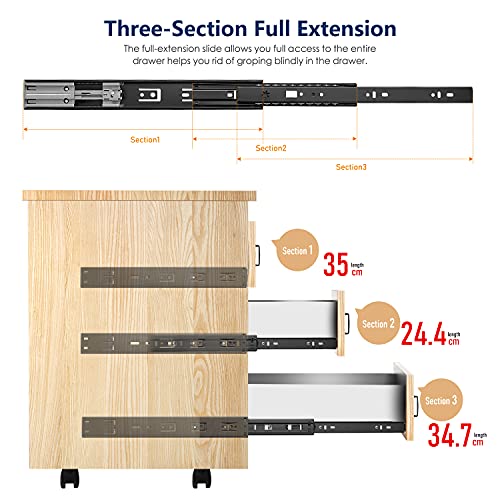 Image of Ravinte 14 Inch Soft Close Drawer Slides 2 Pairs 4 Pack Black Full Extension Ball Bearing Drawer Glide Side Mount