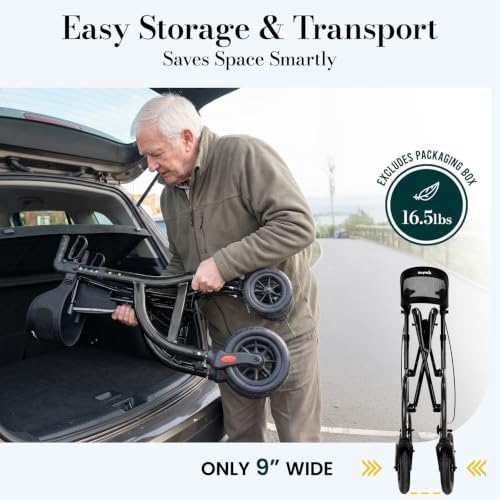 Image of Foldable Rollator Walkers for Seniors with Seat and Backrest