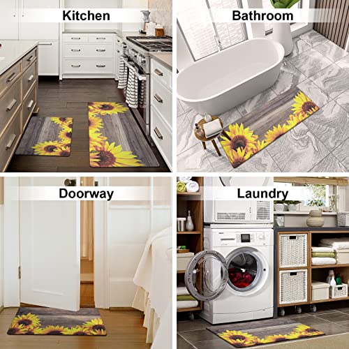 Alishomtll 2 Pcs Sunflower Kitchen Mats For Floor, Kitchen Rugs And Mats Non Skid Washable, Anti Fatigue Rugs For Kitchen Floor, Waterproof Farmhouse Style Kitchen Rugs For Laundry Office #TOP6