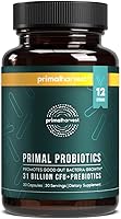 Vista 1 de Primal Harvest Probióticos para mujeres y hombres, suplemento probiótico diario con 12 cepas para la salud intestinal y digestiva, 30 cápsulas