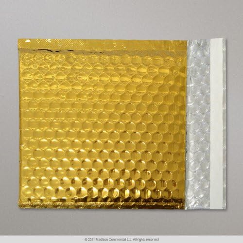 50 Gold Metallic Bubble Wrap Lined Padded Mailing Gift Envelope / Bag CD Size