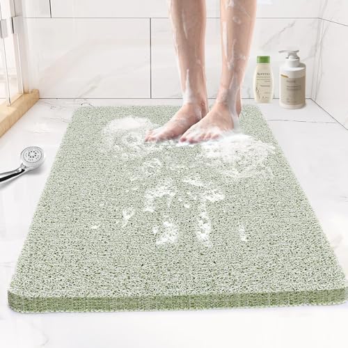 Joyhalo Tapis de Douche antidérapant pour Personnes âgées, 61 x 43,2 cm, Tapis de Bain antidérapant pour Douche intérieure, Tapis de Bain en luffa en PVC, Vert Menthe