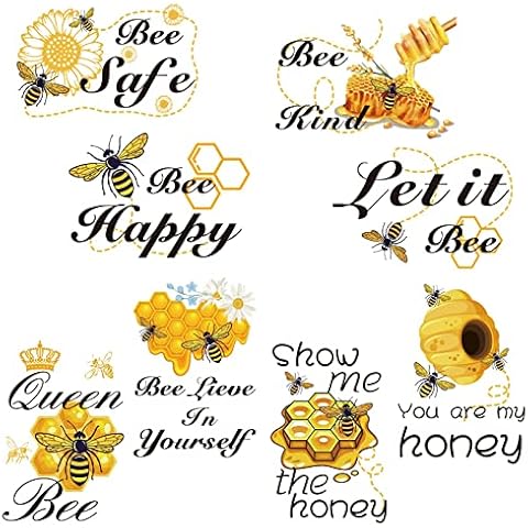 CRASPIRE Bee Happy Funny Stickers Honey Bee Window Decor Decals Let It Bee Inspirational Quotes Bumblebee Wall Decals for Kitchen Office Fridge Decorations Party Supplies Cover