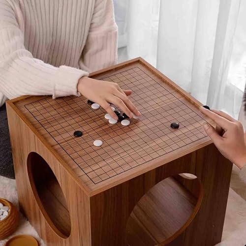 Tavolo da Tavolo a Scacchi 43x43cm, Tavolino in Legno 2-in-1 con stoccaggio, Tavola da Gioco a Doppio Lato per Soggiorno, Tavola Laterale Bassa compatta per Scacchi, Xiangqi, Rilassamento