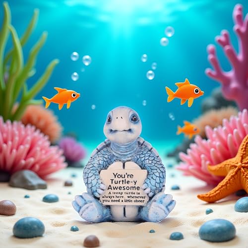 Figura tortuga marina de resina decorativa azul miniatura 4