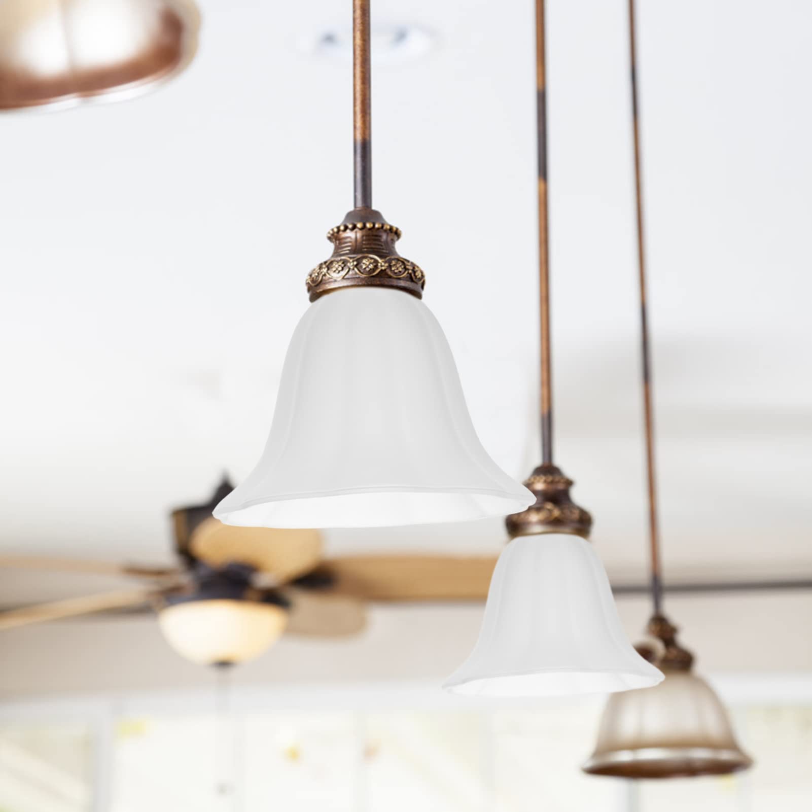 OSALADI Glas Lampenschirm Glockenförmig 19x19cm - Milchglas Schirm Für E27 Fassungen