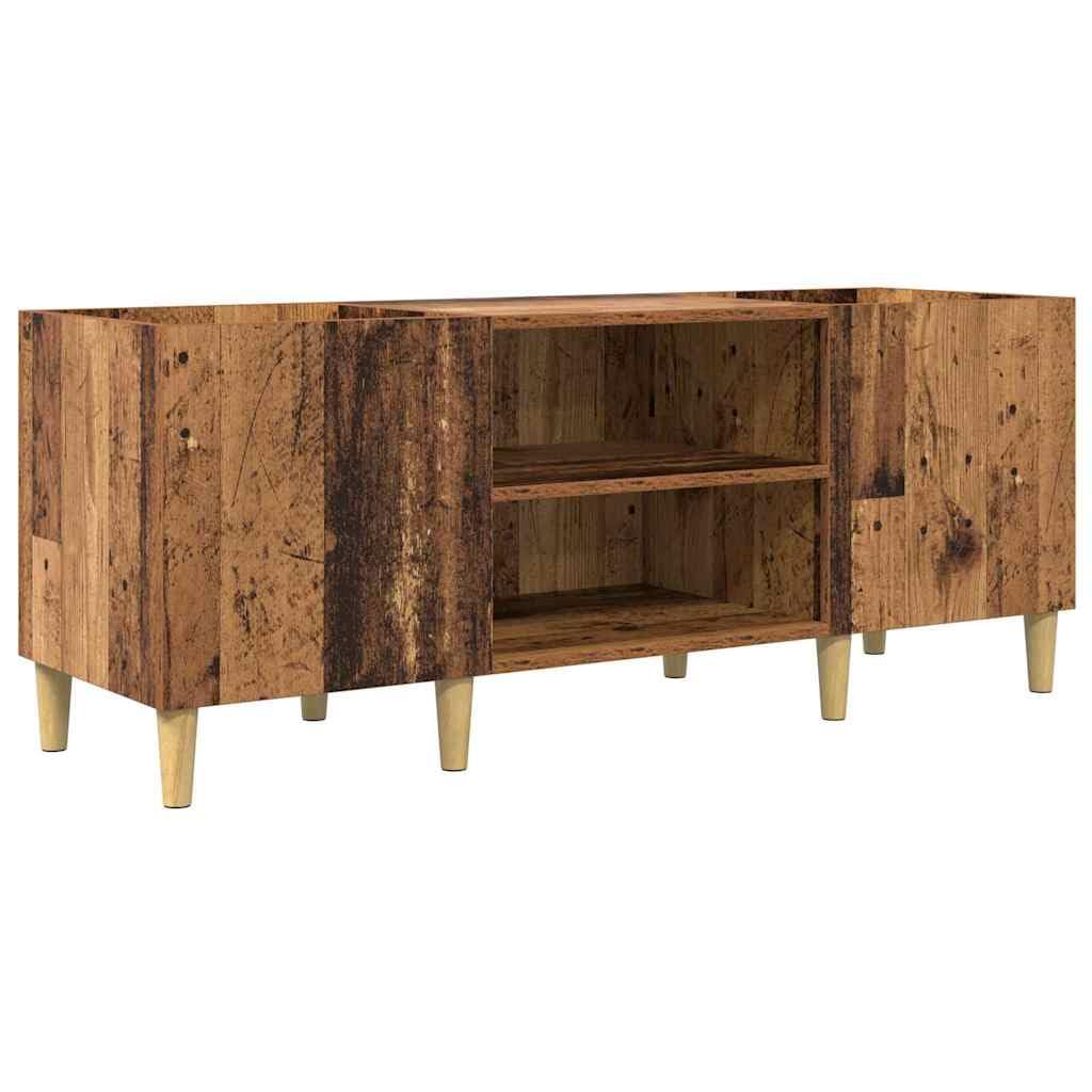 Mobile Porta Vinili in Legno Vecchio 121 x 38 x 48 cm | Mobiletto basso per dischi con ante a cerniera e scaffali, ideale per organizzare la musica in soggiorno.