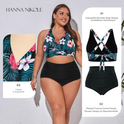 Hanna Nikole Badpak voor dames, grote maten, buikcontrole, eendelige strandkleding, V-hals, monokini, badpakken, badmode, badpak, Oranje & Geel, 16 Plus