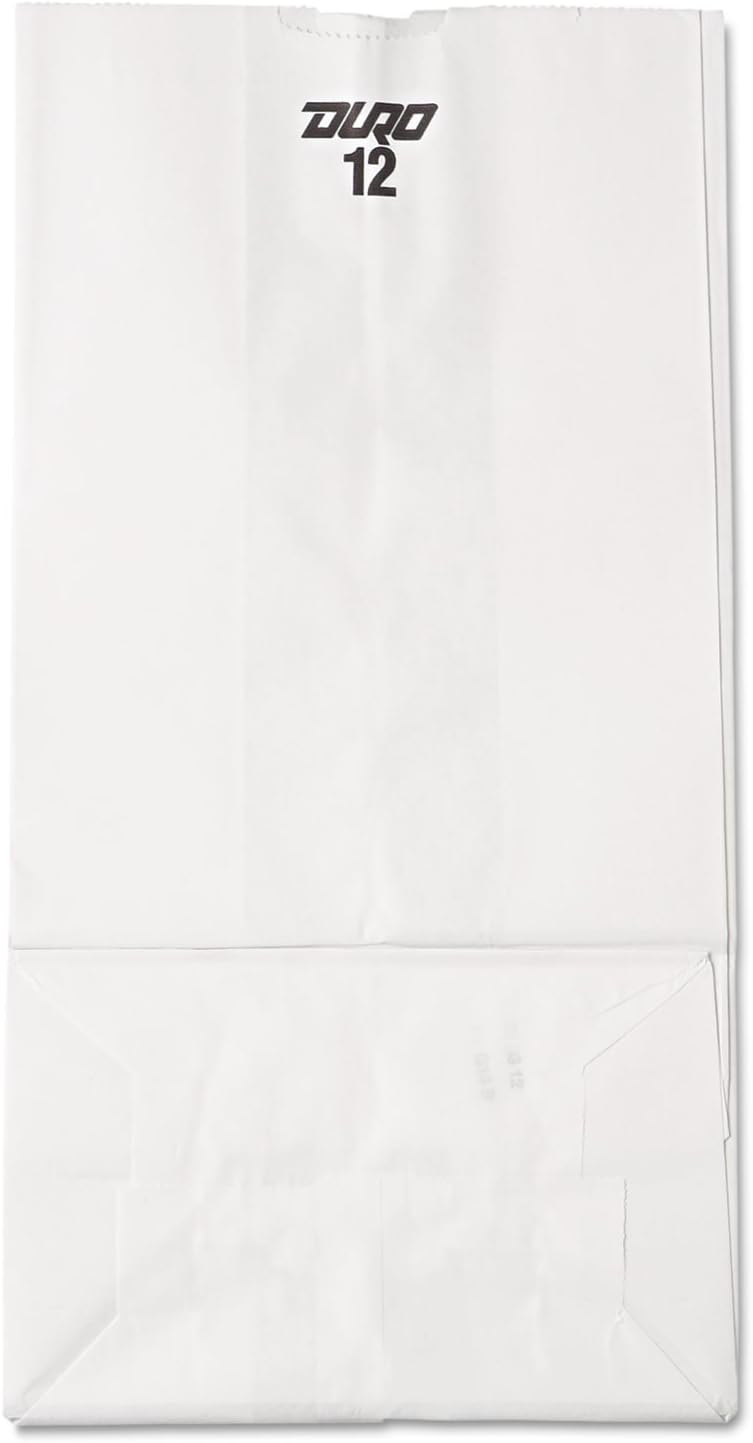 General GW12500#12 Paper Grocery Bag, 40lb White, Standard 7 1/16 x 4 1/2 x 13 3/4, 500 bags