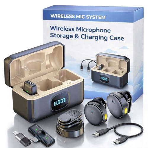 Image of Q8 Wireless Lavalier Microphone with Digital Power Display, One Receiver Two Transmitters, Noise Reduction Clip-On Mic for Mobile, DSLR Camera, Podcast, YouTube Recording & Content Creators