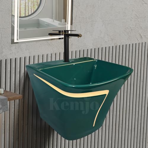 Image of Wall Mounted Wash Basin for Bathroom | Wall Hung Wash Basin /Sink (15.35 x 16.14 x 13 Inch, SFKOP - 228)