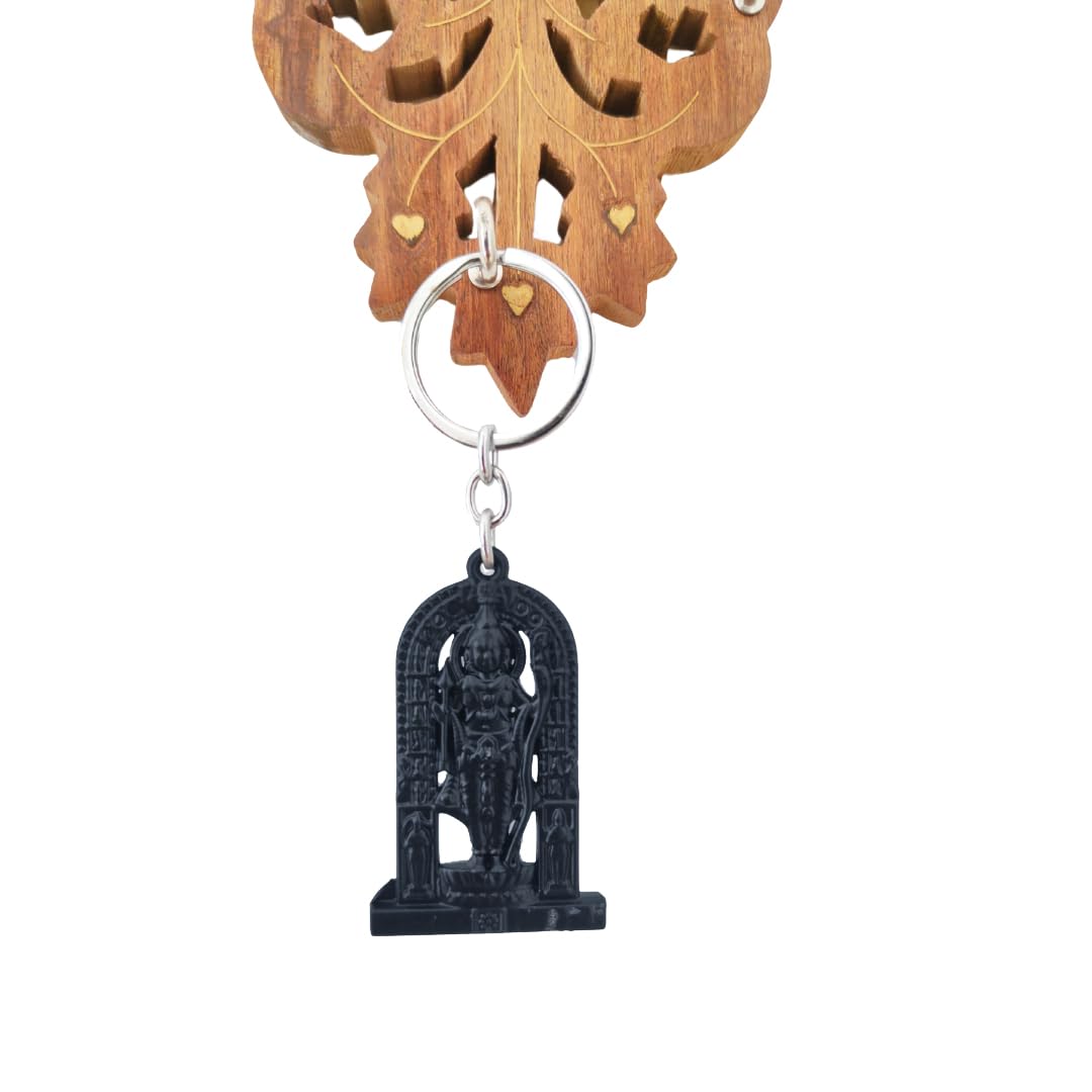 ME & YOU Ram Lala Murti Metal keychain gift for Men, Women |Unique &perfect accessory |Black Keyring |Metallic Keychain