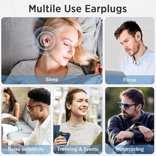 Image of Noise Cancelling Ear Plugs - Soft Silicone Reusable Earplugs with 6 Replacement Tips for Sleeping, Travel & Study
