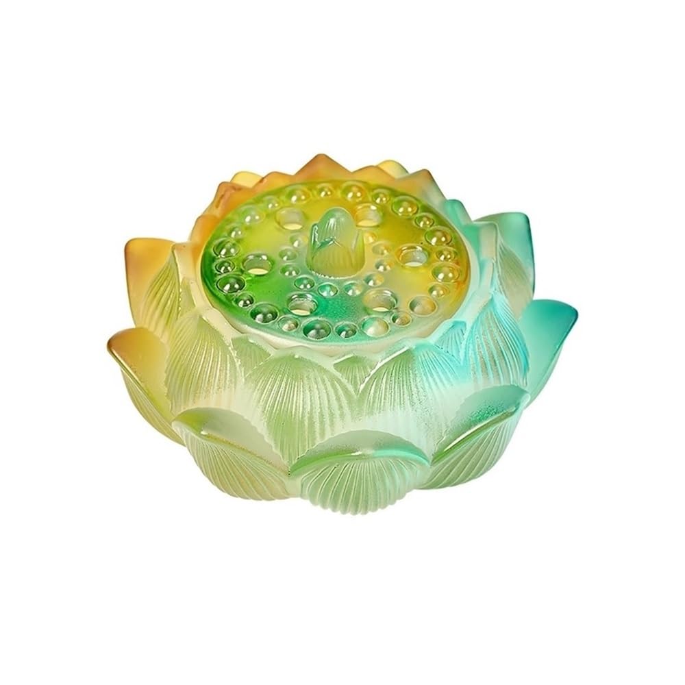 Incense Pot Glazed Lotus Thread Incense Burner Home Indoor Holder Creative Stick Ornaments(Green)