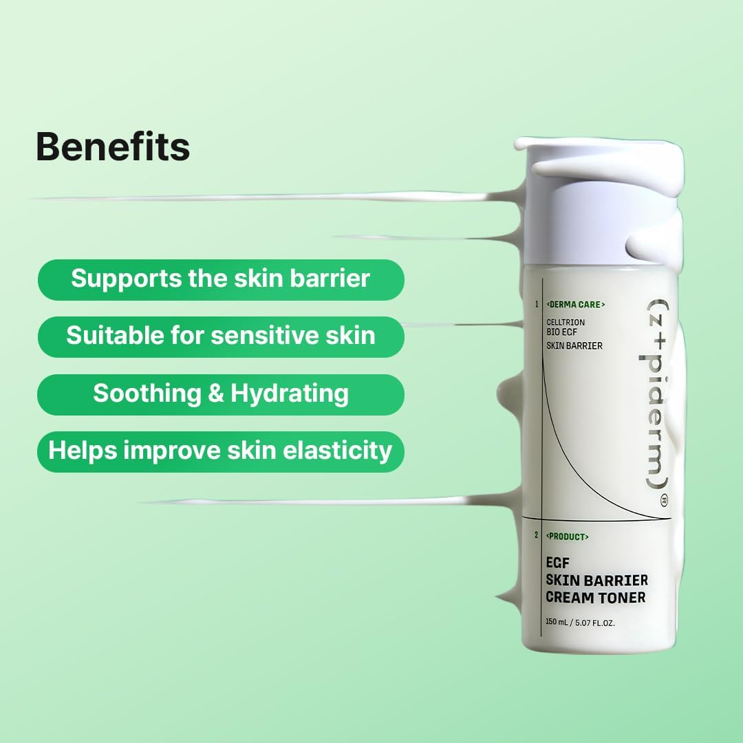 Zipiderm EGF Skin Barrier Cream Toner – Korean Milky Hydrating Toner for Dry, Sensitive & Acne-Prone Skin with Ceramides, Hyaluronic Acid, Rice Bran & Soy Protein, Moisturizing Skincare, 5.07 fl oz - Image 3