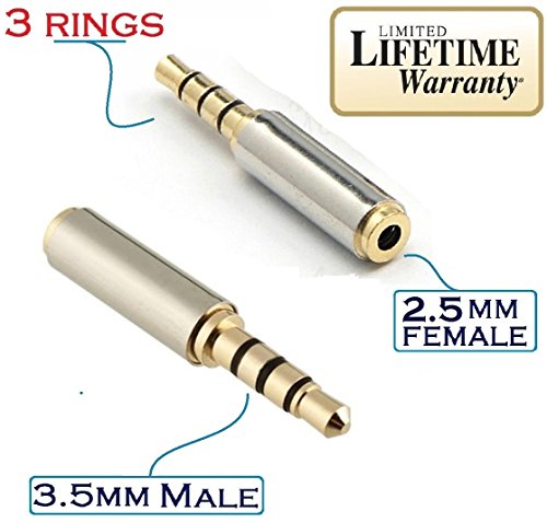 Josi Minea 3.5mm Male to 2.5mm Female Headphone Audio Adapter Jack Stereo or Mono for Apple iPhone 6/6S/6 Plus/5S/5C/5 iPad, Samsung Galaxy S7/S6/S5/S4 Note 5/4/3 Nokia & Most Smartphones & Tablets