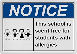School Scent-Free Policy Sign 8"x12" - for Allergic Students, UV Resistant Plastic - Indoor Outdoor Daycare Classroom Safety Sign