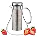 Produktbild ecooe Glaskaraffe 1500ml Fruit Infuser Glaskrug aus Borosilikatglas Wasserkrug mit Edelstahl Deckel und Sieb Karaffe Glaskanne