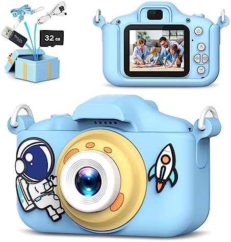 JCC Children Camera for Girls/Boys, Portable Selfie Toy Camera for Toddlers Age 3-12 Year Old,20MP 1080P HD Digital Video Camera with 32GB SD Card for Kids Birthday Christmas Festival Gifts(Blue)