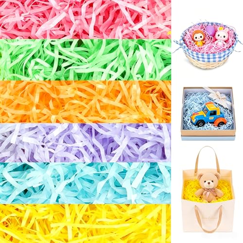 TURNMEON 6 Colors 25.4 OZ (720 Grams) Recyclable Raffia Gift Wrap Crinkle Cut Paper Shred for Basket Boxes Bags Filler Stuffers DIY ​Party Favor Birthday Wedding Bridesmaid Engagement Decorations by TURNMEON - Used condition - US$7.37