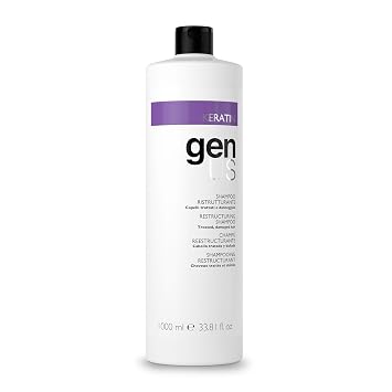 Genus Keratin Restructuring Shampoo - Enriched with Silk Proteins, Caviar and Collagen, Bestows Brilliance & Strength, Frizz Control, Suitable for Treated & Damaged Hair Types - 1000ml