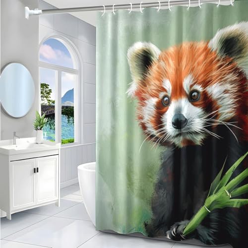 Shower curtain lavable rideau douche animaux gris vert imperméable 180x220 avec crochets - 5