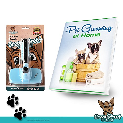 Green Street Pet Basics Best Dog Grooming Slicker Brush Self Cleaning Dog & Cat Brush For Long & Short Hair Shedding #TOP5