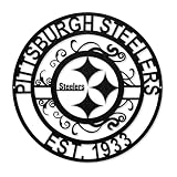 Party Animal NFL Laser Cut Metal Sign, 15-Inch Round, Heavy Duty Powder-Coated Iron House Décor for Indoor & Outdoor Use, Pittsburgh Steelers