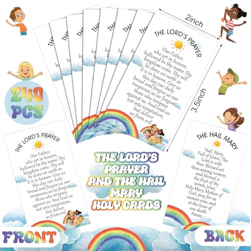 ReliThick 240 Pcs The Hail Mary Holy Cards Bulk for Kids The Lord\'s Prayer Cards Bulk for Children Bible Verse Study Bookmark Catholic Gifts Classroom School Church Supply for Students - Thumbnail 2