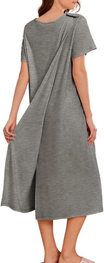 Deyeek Open Back Hospital Gowns for Women Post Shoulder Surgery Dress Adaptive Clothing Night Robes for Spinal Recovery