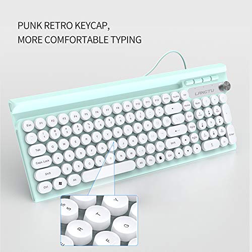 MQSUZA-Wired-Computer-Keyboard-with-Phone-Holder-Office-Keyboard-Cute-Design-for-Windows-PCLaptopDesktop-White-Cyan
