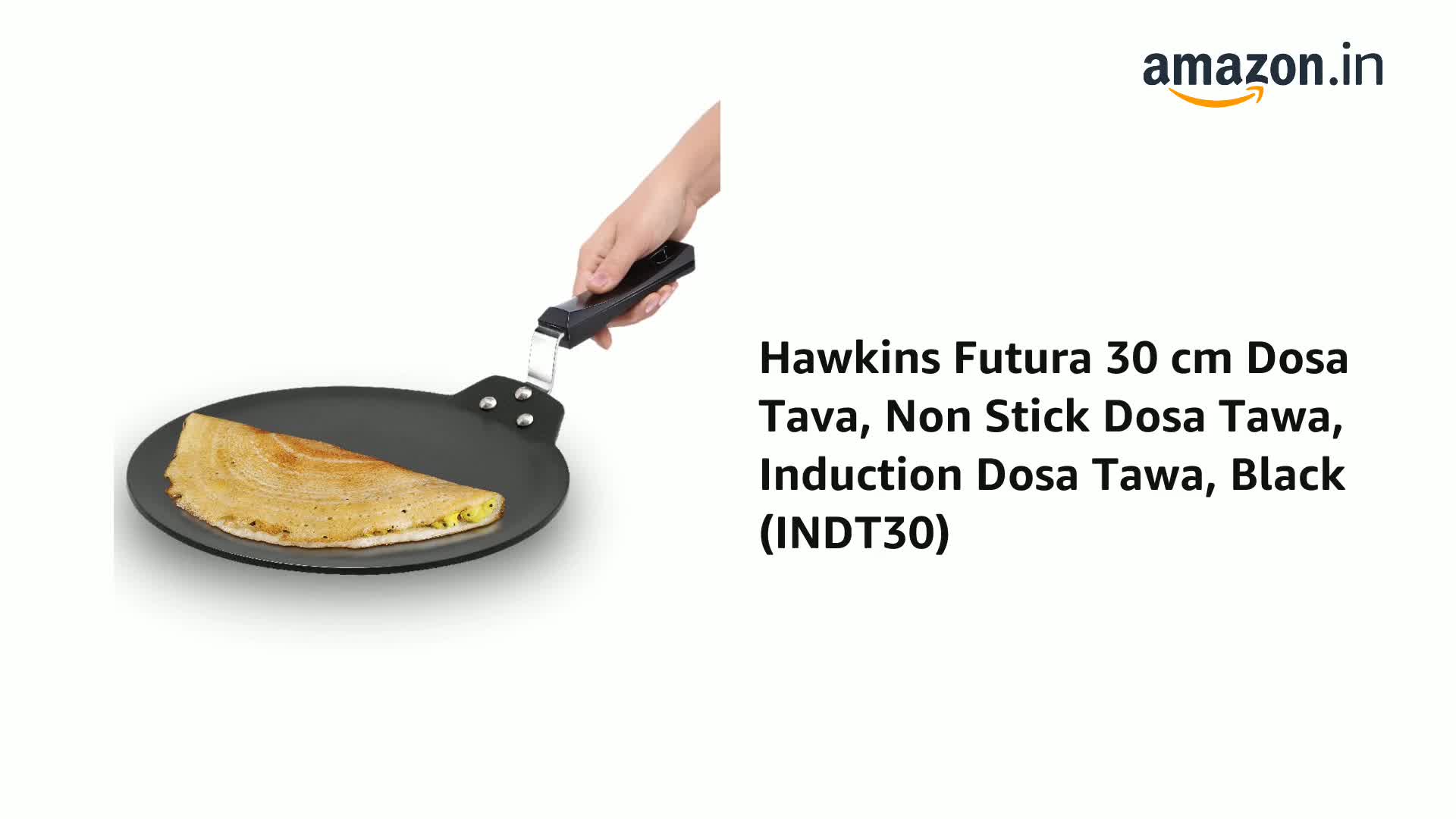 Futura Hawkins DT30 Dosa Tawa Antiaderente 30,5 Cm – Padella Indiana Con Base Anodizzata, Distribuzione Uniforme Del Calore