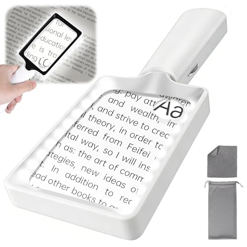 Overcomo Magnifying Glass with Light 20 LED Large Handheld Magnifier for Seniors Reading 2 Lens Design Stepless Dimmable Ideal for Low Vision Close Work & Inspection