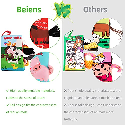 Beiens Baby Books Toys, Touch And Feel Crinkle Cloth Books For Babies, Infants & Toddler, Early Development Interactive Car & Stroller Soft Toys For Boys & Girls (Farm Tails-1 Book) #TOP6