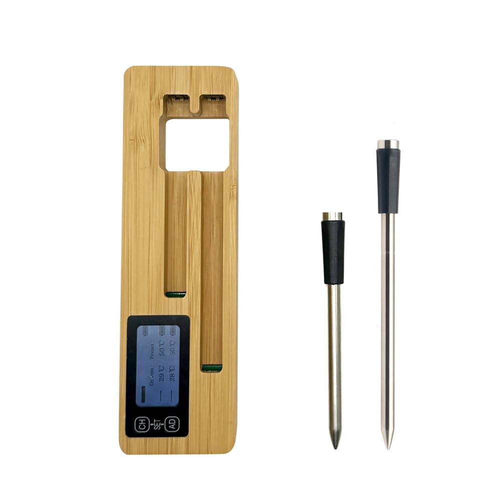 Vjsujehgy Wireless Food Meat Thermometer Digital Bluetooth Dual Probes BBQ Thermometer with Display Screen for Air Fryer Oven