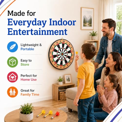 Image of 2-in-1 Magnetic Dart Board with Darts | One Side Dart Game, Other Side Chess | Double-Sided Indoor Game Board for Kids & Adults | Safe Magnetic Darts for Home & Gifting
